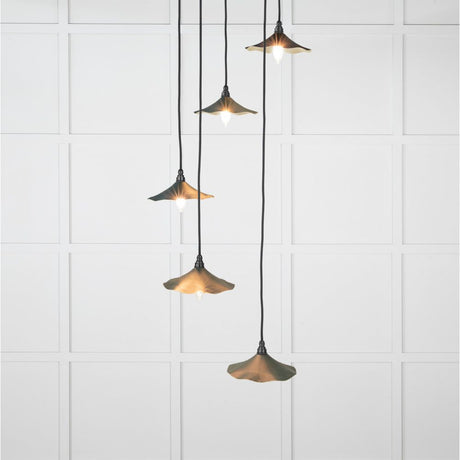 From The Anvil - Smooth Brass Flora Cluster Pendant in Dingle | Sku. 49728SDI | Trade Door Handles.