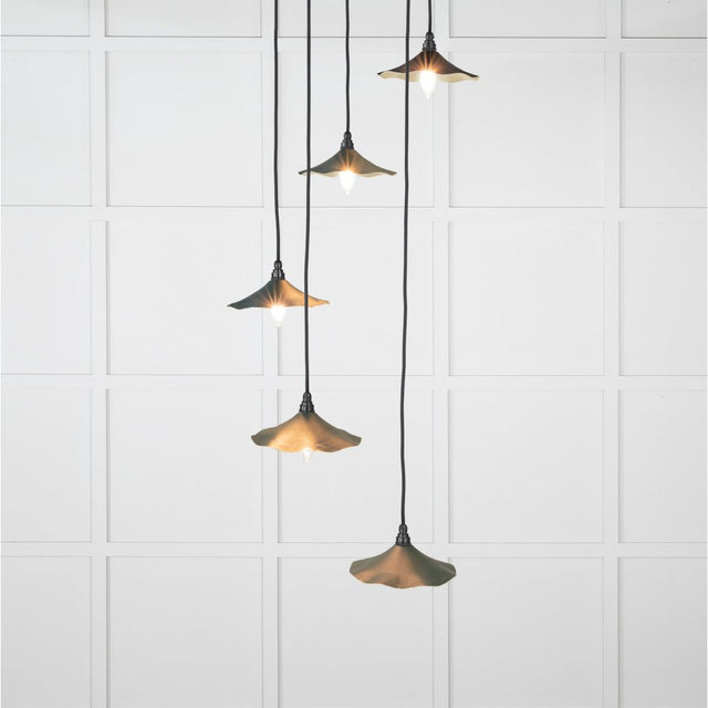 From The Anvil - Smooth Brass Flora Cluster Pendant in Dingle | Sku. 49728SDI | Trade Door Handles.