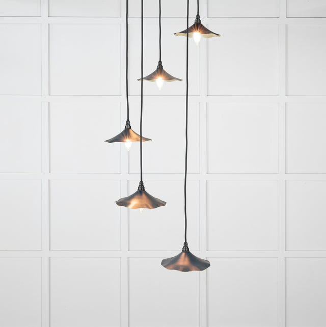 From The Anvil - Smooth Brass Flora Cluster Pendant in Dusk | Sku. 49728SDU | Trade Door Handles.