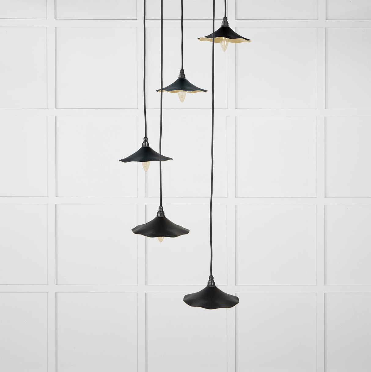 From The Anvil - Smooth Brass Flora Cluster Pendant in Elan Black | Sku. 49728SEB | Trade Door Handles.
