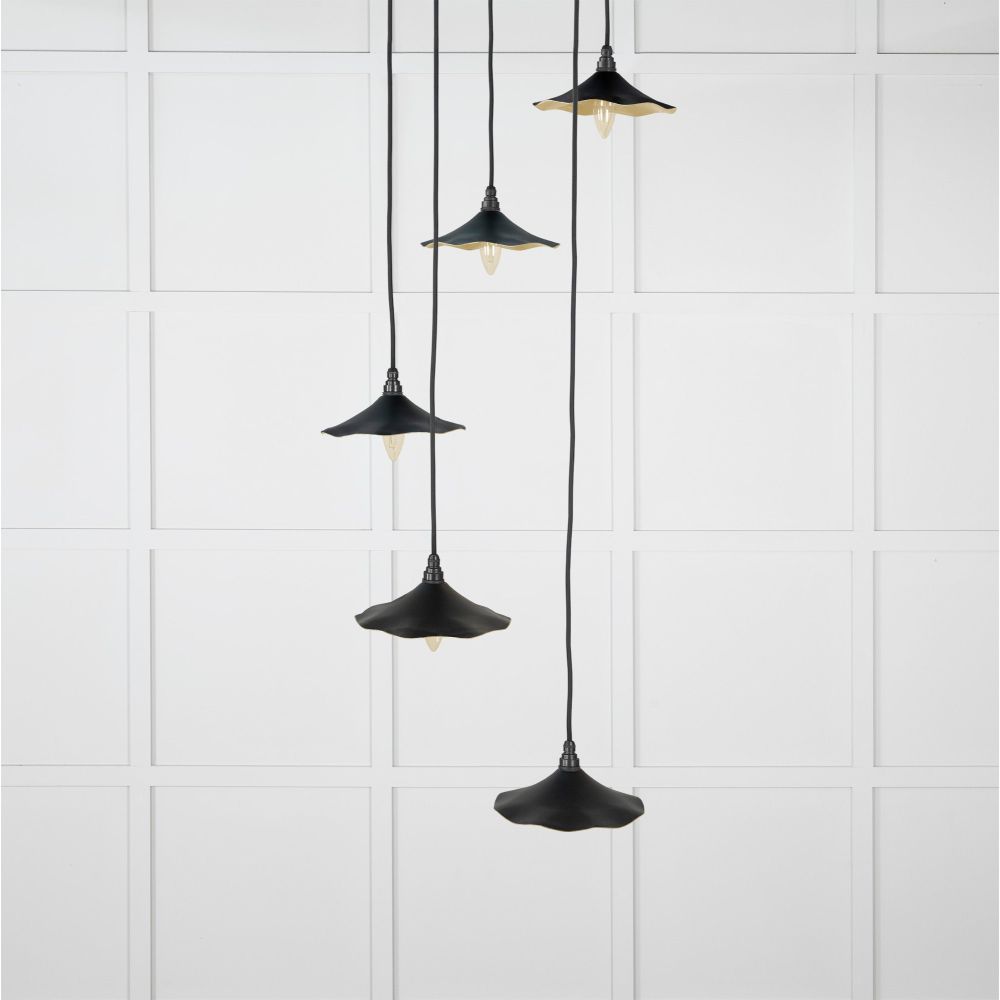 From The Anvil - Smooth Brass Flora Cluster Pendant in Elan Black | Sku. 49728SEB | Trade Door Handles.
