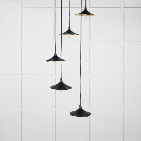 From The Anvil - Smooth Brass Flora Cluster Pendant in Elan Black | Sku. 49728SEB | Trade Door Handles.