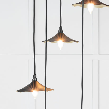 From The Anvil - Smooth Brass Flora Cluster Pendant in Elan Black | Sku. 49728SEB | Trade Door Handles.