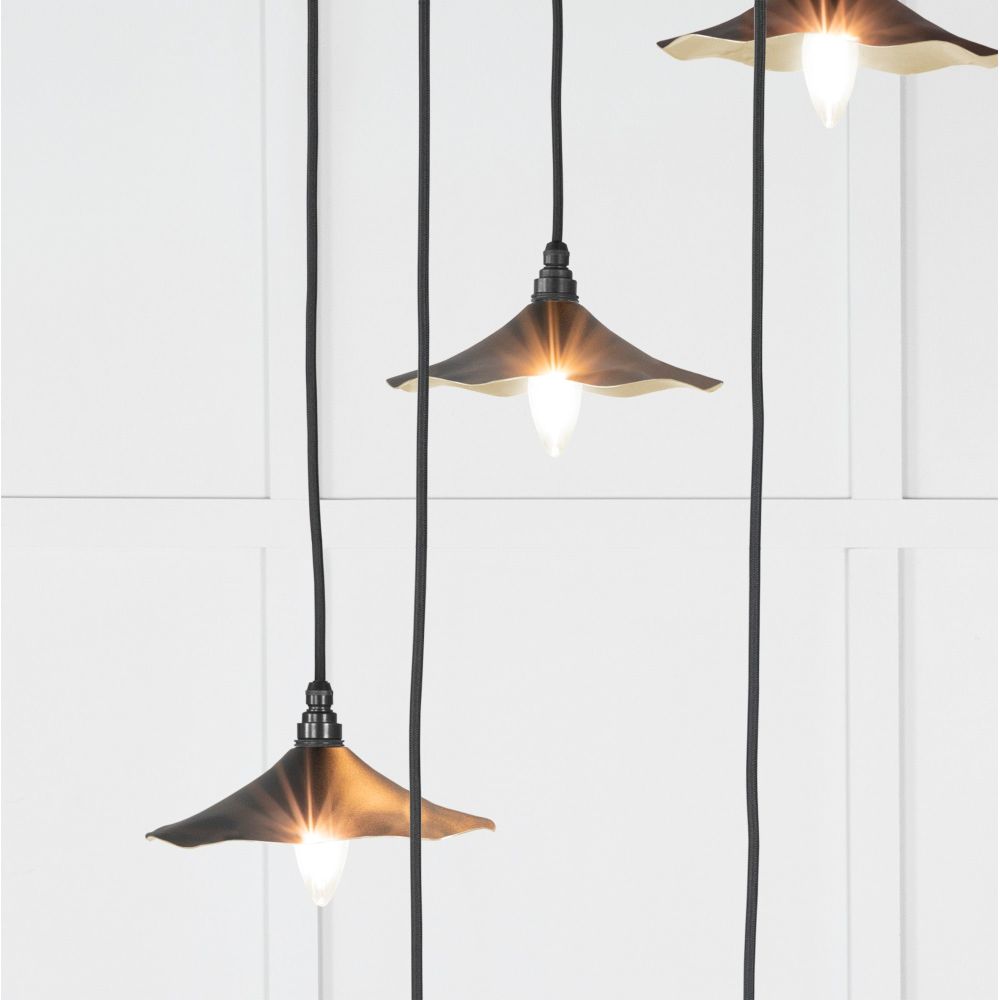 From The Anvil - Smooth Brass Flora Cluster Pendant in Elan Black | Sku. 49728SEB | Trade Door Handles.