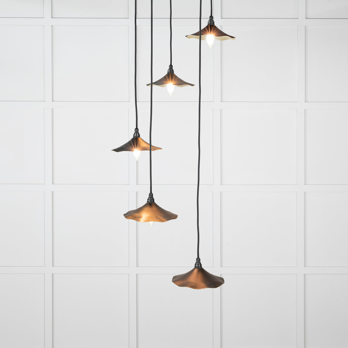 From The Anvil - Smooth Brass Flora Cluster Pendant in Elan Black | Sku. 49728SEB | Trade Door Handles.