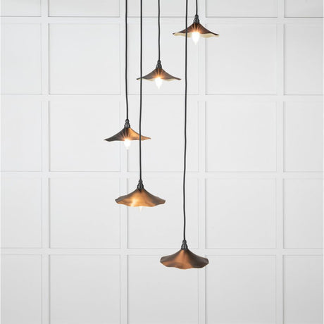 From The Anvil - Smooth Brass Flora Cluster Pendant in Elan Black | Sku. 49728SEB | Trade Door Handles.