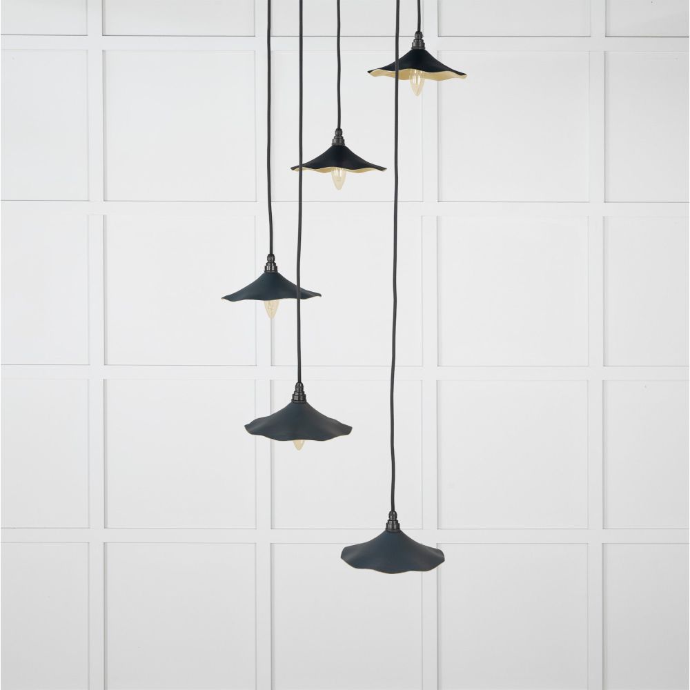 From The Anvil - Smooth Brass Flora Cluster Pendant in Soot | Sku. 49728SSO | Trade Door Handles.