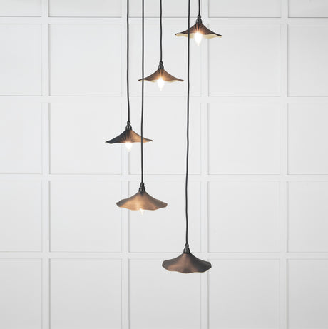 From The Anvil - Smooth Brass Flora Cluster Pendant in Soot | Sku. 49728SSO | Trade Door Handles.