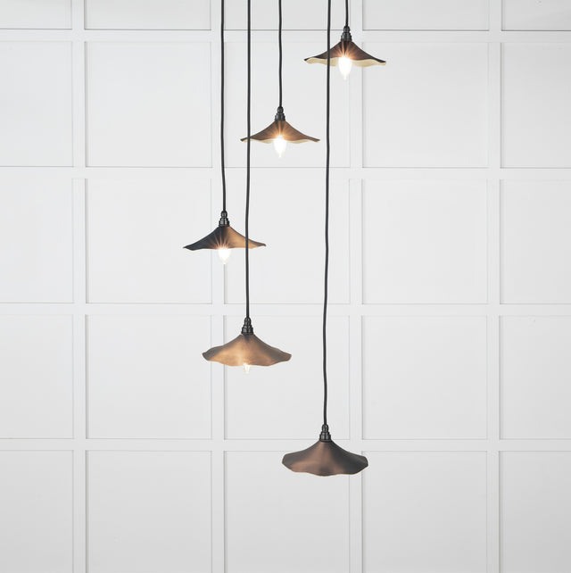 From The Anvil - Smooth Brass Flora Cluster Pendant in Soot | Sku. 49728SSO | Trade Door Handles.