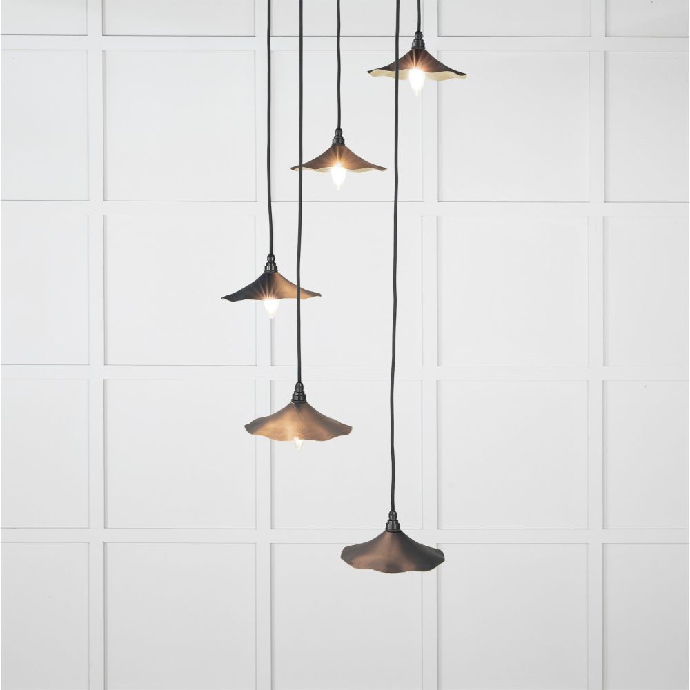 From The Anvil - Smooth Brass Flora Cluster Pendant in Soot | Sku. 49728SSO | Trade Door Handles.