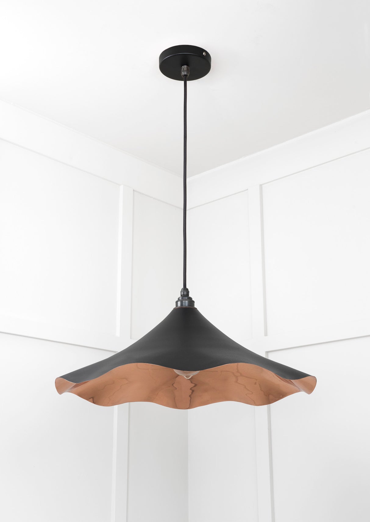From The Anvil - Smooth Copper Flora Pendant in Elan Black | Sku. 49729SEB | Trade Door Handles.
