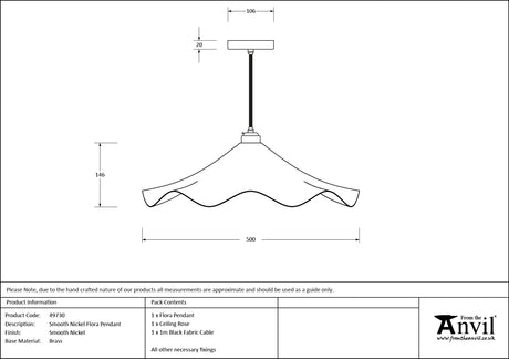 From The Anvil - Smooth Nickel Flora Pendant | Sku. 49730 | Trade Door Handles.