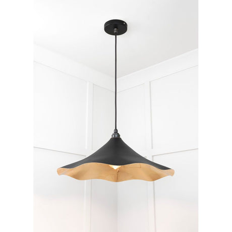 From The Anvil - Smooth Brass Flora Pendant in Elan Black | Sku. 49731SEB | Trade Door Handles.