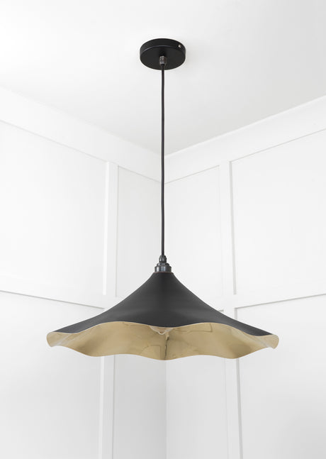 From The Anvil - Smooth Brass Flora Pendant in Elan Black | Sku. 49731SEB | Trade Door Handles.