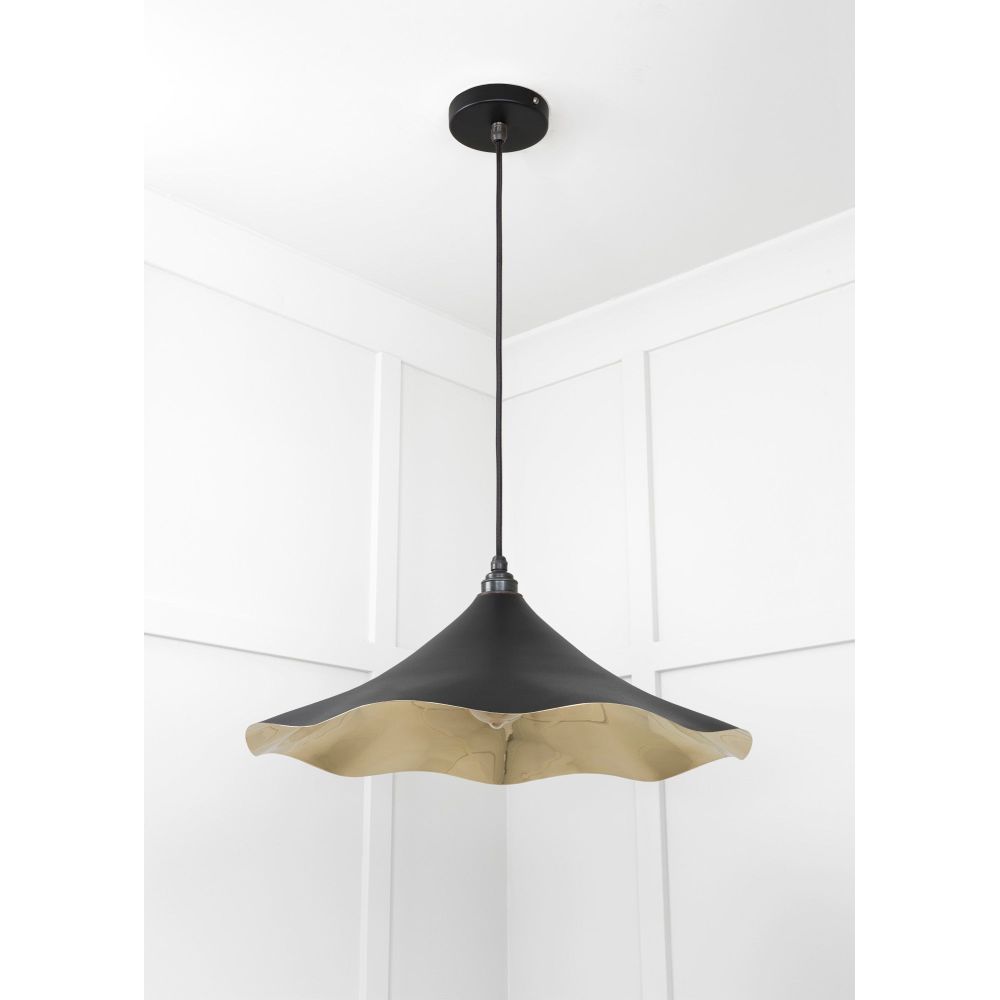From The Anvil - Smooth Brass Flora Pendant in Elan Black | Sku. 49731SEB | Trade Door Handles.