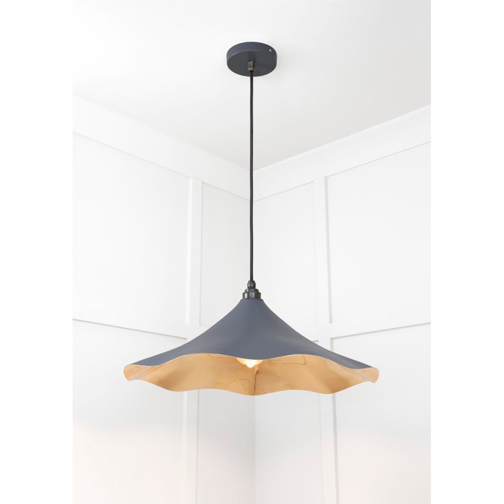From The Anvil - Smooth Brass Flora Pendant in Slate | Sku. 49731SSL | Trade Door Handles.