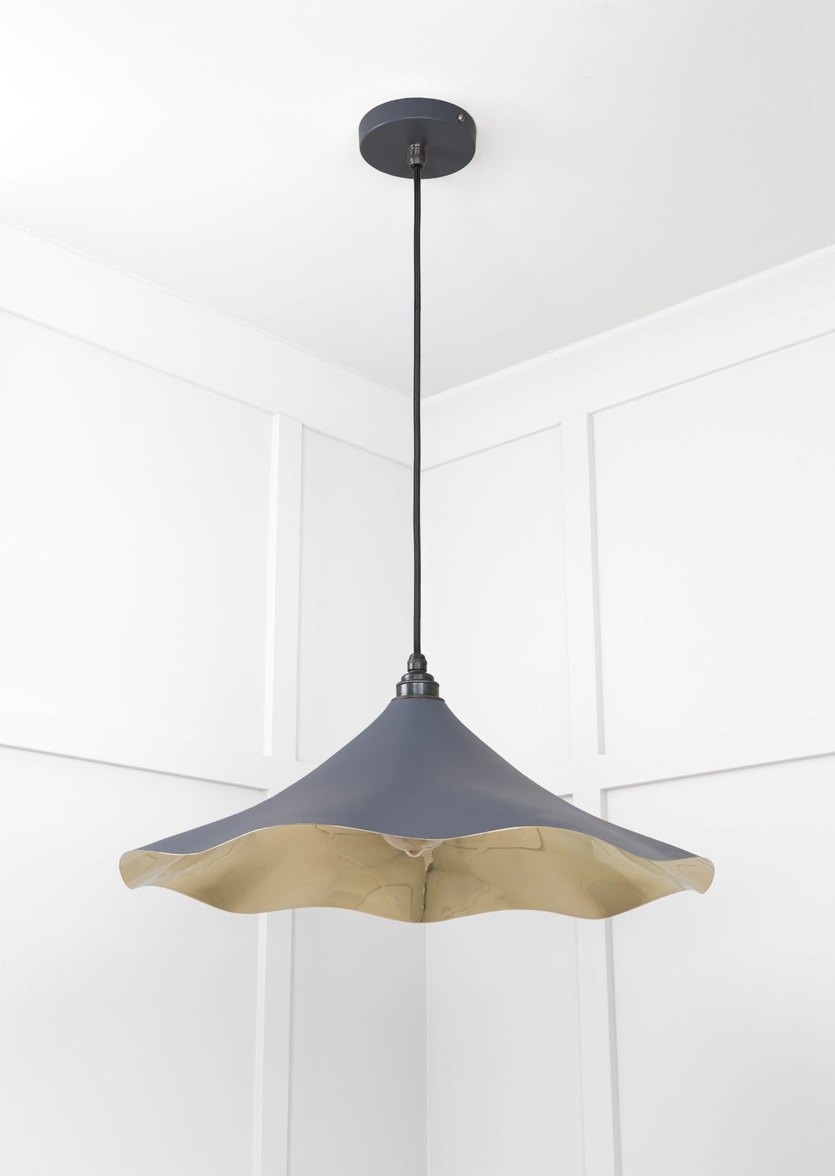From The Anvil - Smooth Brass Flora Pendant in Slate | Sku. 49731SSL | Trade Door Handles.