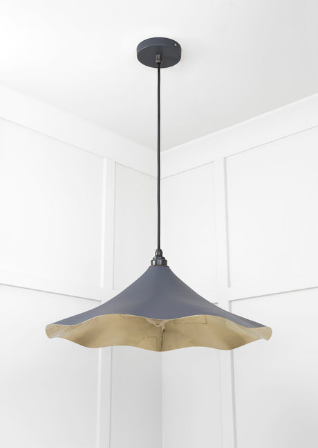 From The Anvil - Smooth Brass Flora Pendant in Slate | Sku. 49731SSL | Trade Door Handles.