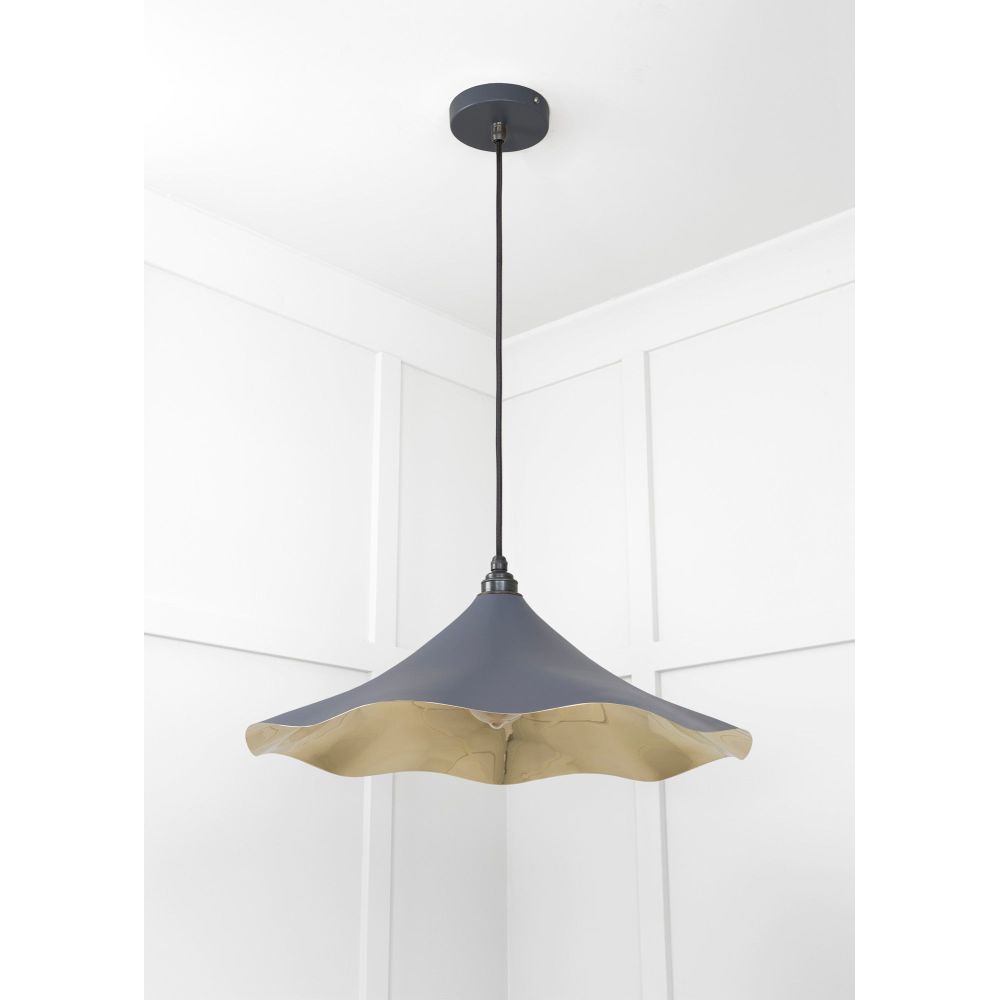 From The Anvil - Smooth Brass Flora Pendant in Slate | Sku. 49731SSL | Trade Door Handles.