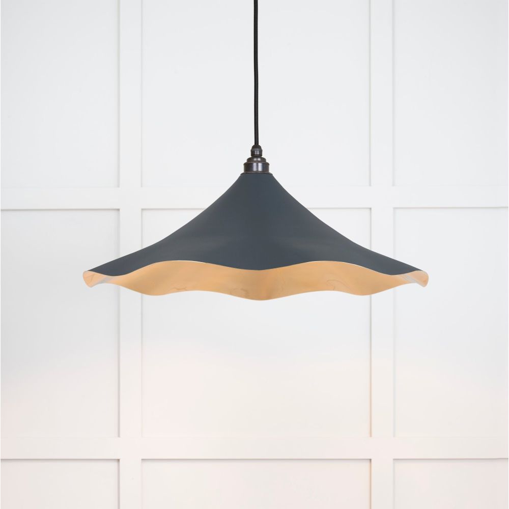 From The Anvil - Smooth Brass Flora Pendant in Soot | Sku. 49731SSO | Trade Door Handles.