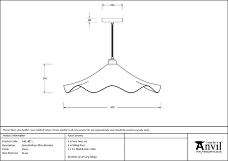 From The Anvil - Smooth Brass Flora Pendant in Tump | Sku. 49731STU | Trade Door Handles.