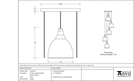 From The Anvil - Smooth Copper Brindley Cluster Pendant in Tump | Sku. 49736STU | Trade Door Handles.