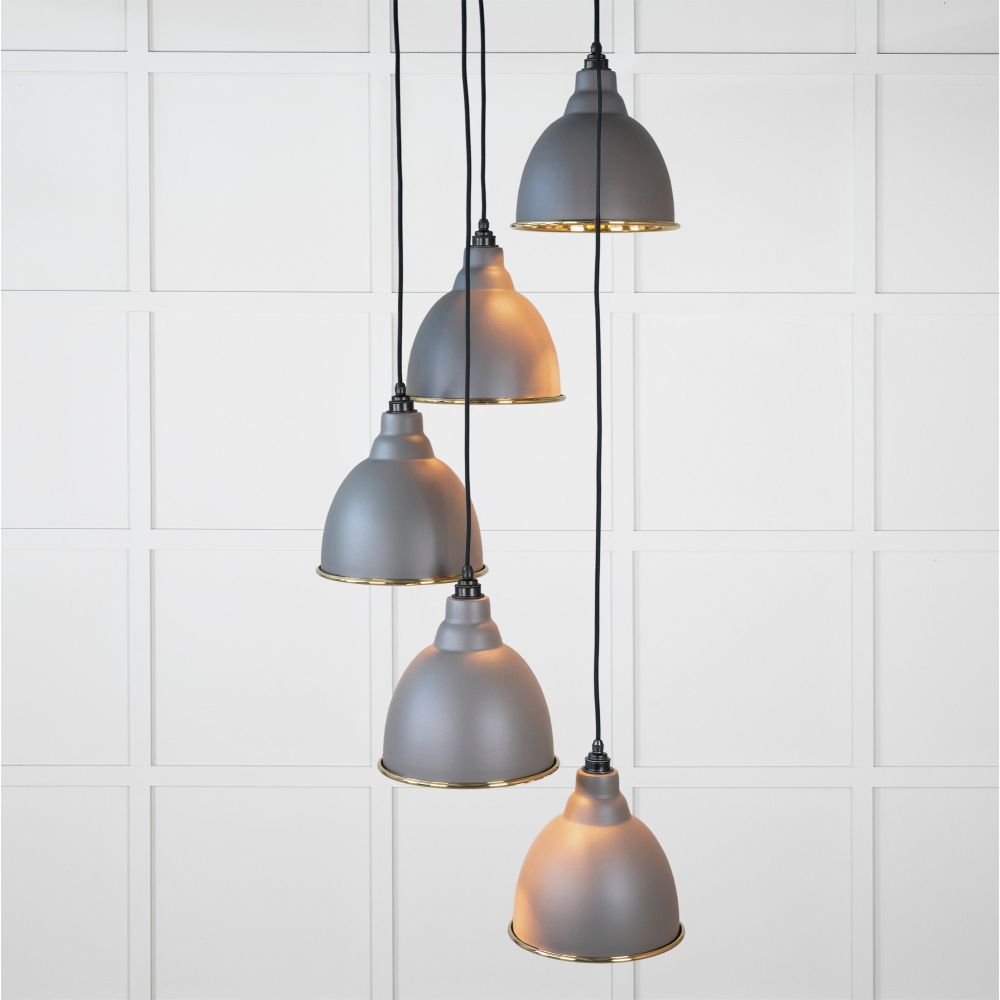 From The Anvil - Smooth Brass Brindley Cluster Pendant in Bluff | Sku. 49738SBL | Trade Door Handles.