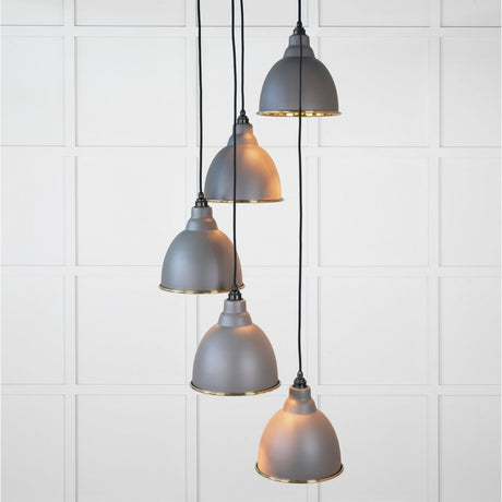 From The Anvil - Smooth Brass Brindley Cluster Pendant in Bluff | Sku. 49738SBL | Trade Door Handles.