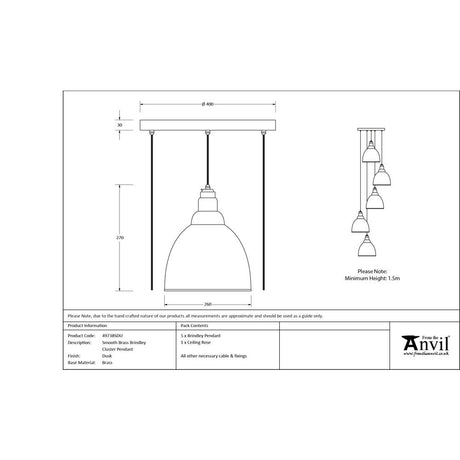 From The Anvil - Smooth Brass Brindley Cluster Pendant in Dusk | Sku. 49738SDU | Trade Door Handles.
