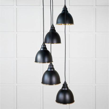 From The Anvil - Smooth Brass Brindley Cluster Pendant in Elan Black | Sku. 49738SEB | Trade Door Handles.