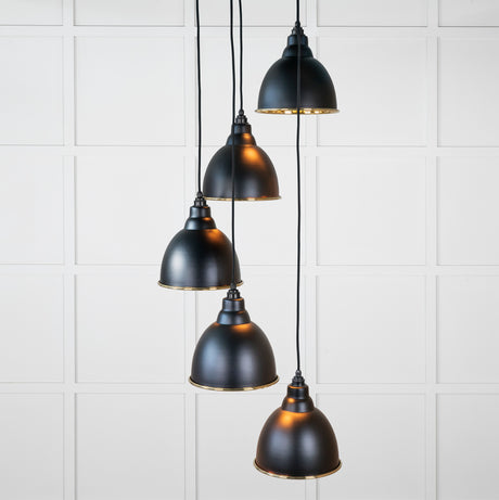 From The Anvil - Smooth Brass Brindley Cluster Pendant in Elan Black | Sku. 49738SEB | Trade Door Handles.