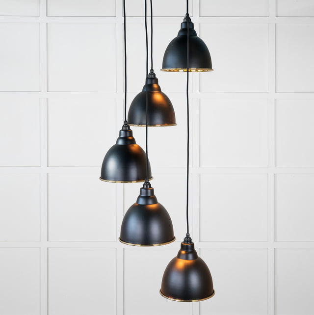 From The Anvil - Smooth Brass Brindley Cluster Pendant in Elan Black | Sku. 49738SEB | Trade Door Handles.
