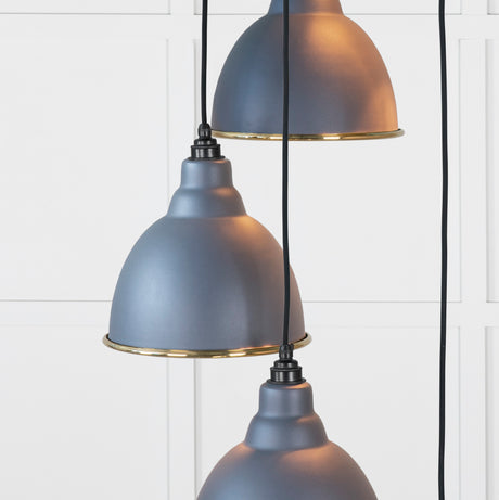 From The Anvil - Smooth Brass Brindley Cluster Pendant in Slate | Sku. 49738SSL | Trade Door Handles.