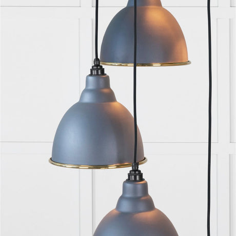 From The Anvil - Smooth Brass Brindley Cluster Pendant in Slate | Sku. 49738SSL | Trade Door Handles.