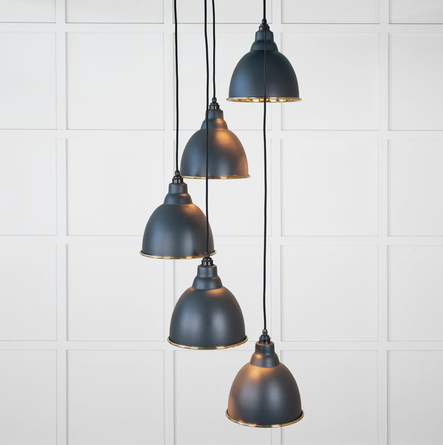 From The Anvil - Smooth Brass Brindley Cluster Pendant in Soot | Sku. 49738SSO | Trade Door Handles.