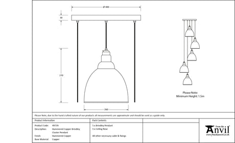 From The Anvil - Hammered Copper Brindley Cluster Pendant | Sku. 49739 | Trade Door Handles.