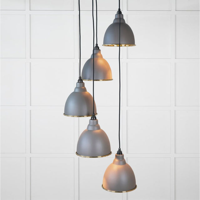 From The Anvil - Hammered Brass Brindley Cluster Pendant in Bluff | Sku. 49741SBL | Trade Door Handles.