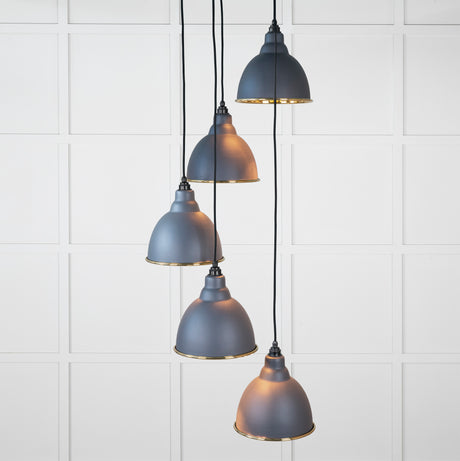 From The Anvil - Hammered Brass Brindley Cluster Pendant in Slate | Sku. 49741SSL | Trade Door Handles.