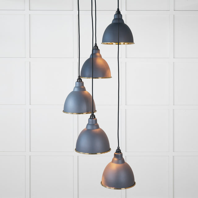 From The Anvil - Hammered Brass Brindley Cluster Pendant in Slate | Sku. 49741SSL | Trade Door Handles.