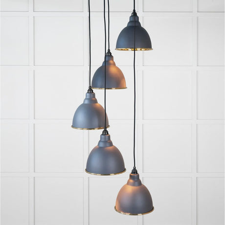 From The Anvil - Hammered Brass Brindley Cluster Pendant in Slate | Sku. 49741SSL | Trade Door Handles.