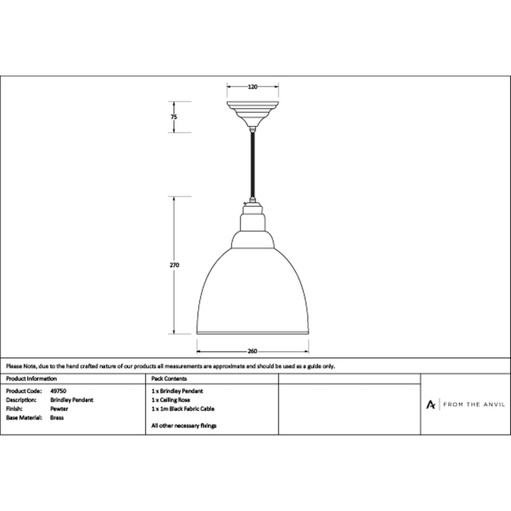 High quality images of the From The Anvil - Pewter Brindley Pendant | Sku. Anvil-49750 | available to order from Trade Door Handles, quick delivery at discounted prices.