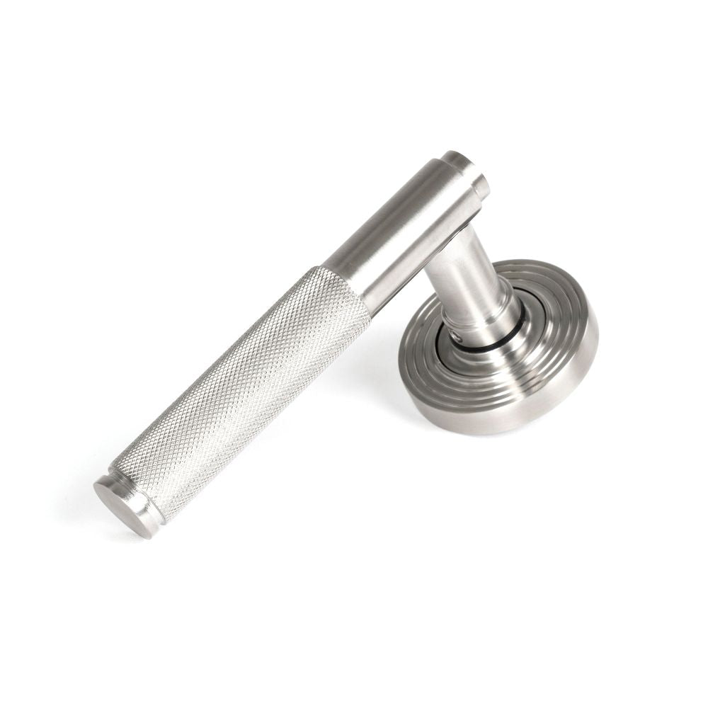 From The Anvil - Satin Marine SS (316) Brompton Lever on Rose Set (Beehive) | Sku. 49842 | Trade Door Handles.