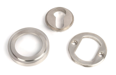 From The Anvil - Satin Marine SS (316) Round Euro Escutcheon (Art Deco) | Sku. 49873 | Trade Door Handles.