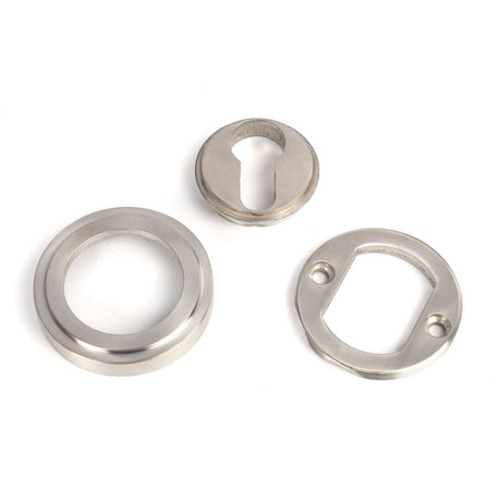 From The Anvil - Satin Marine SS (316) Round Euro Escutcheon (Art Deco) | Sku. 49873 | Trade Door Handles.