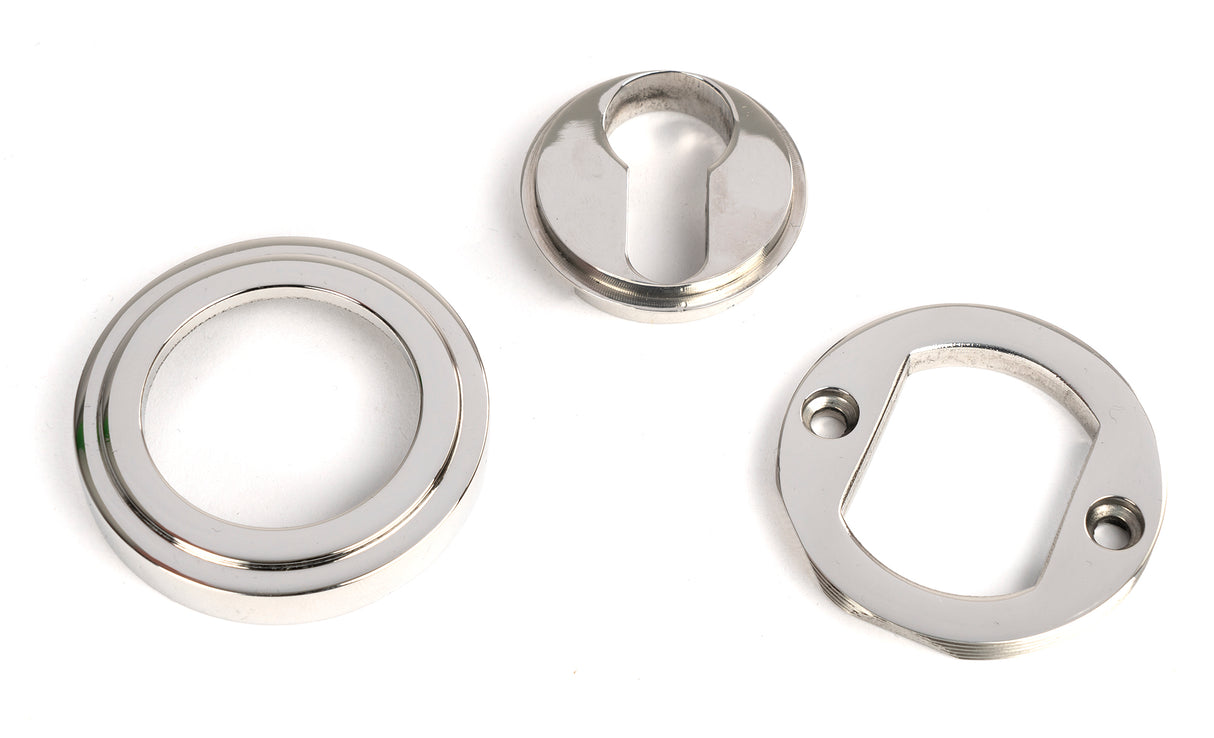 From The Anvil - Polished Marine SS (316) Round Euro Escutcheon (Art Deco) | Sku. 49877 | Trade Door Handles.