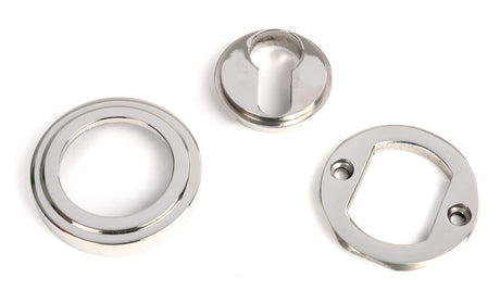 From The Anvil - Polished Marine SS (316) Round Euro Escutcheon (Art Deco) | Sku. 49877 | Trade Door Handles.