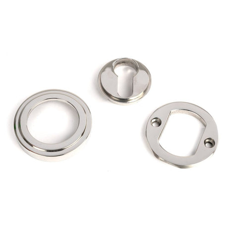 From The Anvil - Polished Marine SS (316) Round Euro Escutcheon (Art Deco) | Sku. 49877 | Trade Door Handles.