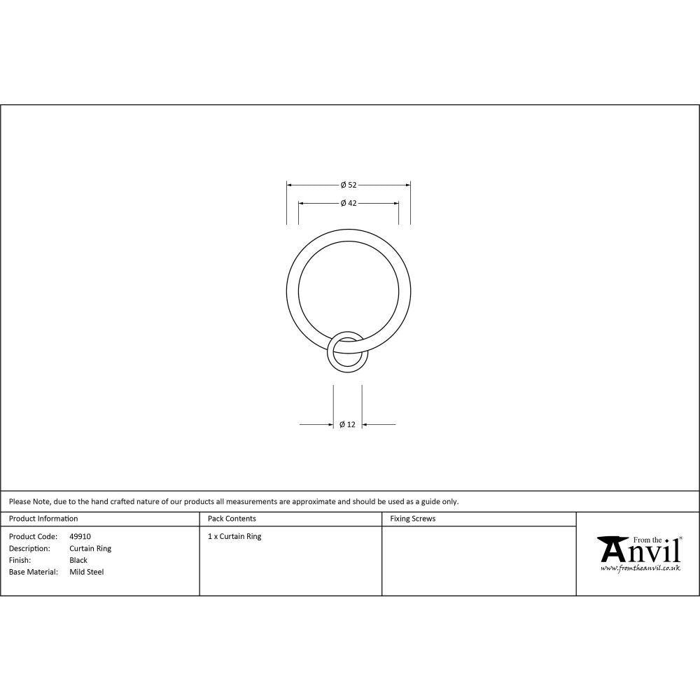 From The Anvil - Black Curtain Ring | Sku. 49910 | Trade Door Handles.