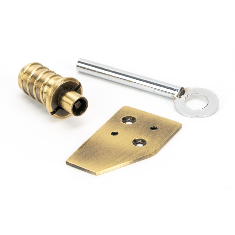 From The Anvil - Aged Brass Key-Flush Sash Stop | Sku. 49917 | Trade Door Handles.