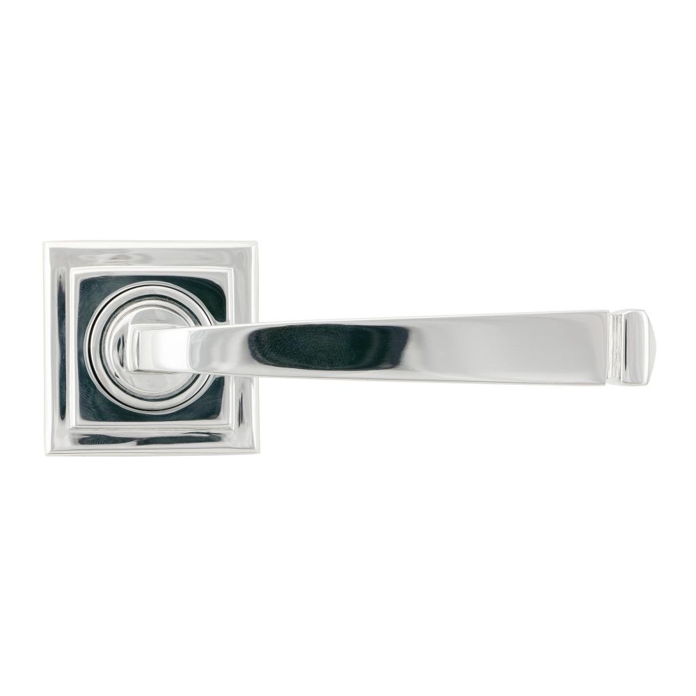 From The Anvil - Polished Chrome Avon Round Lever on Rose Set (Square) - Unsprung | Sku. 49952 | Trade Door Handles.
